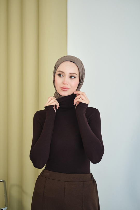 Balıkçı Yaka Body Kahverengi