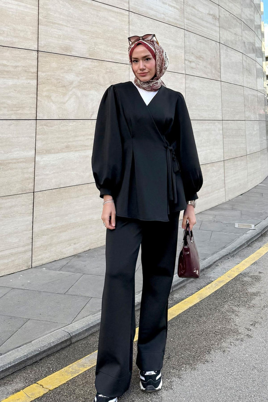 Balon Kol Scuba Kimono Takım Siyah