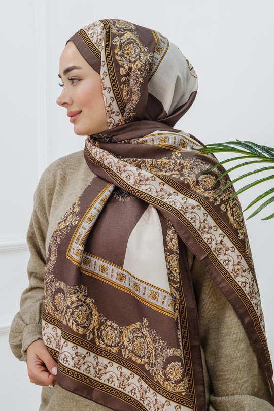 Barok Desen Şal Kahverengi