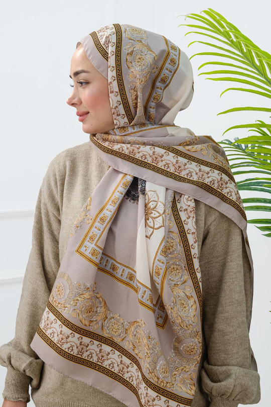 Barok Desen Şal Vizon