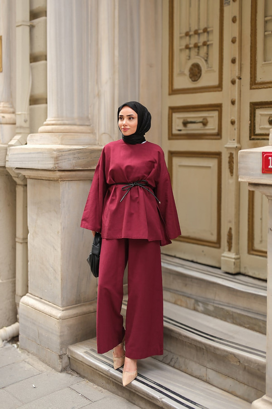 Basıc Keten Takım Bordo