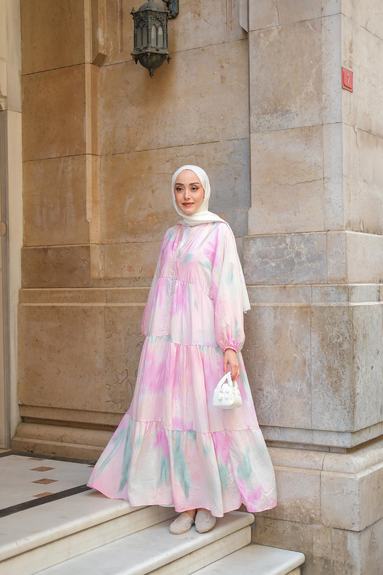 Batik Desen Elbise Pembe