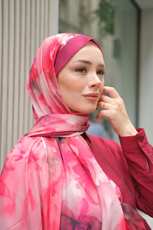 Batik Desen Soft Şal Bordo