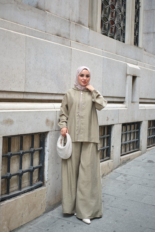 Bol Paça Fermuarlı Takım Yeşil