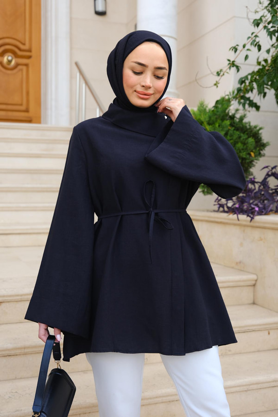 Bel Bağlamalı Gömlek Siyah