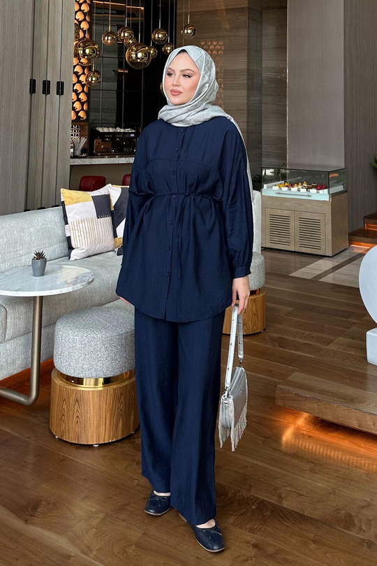 Bel Bağlamalı İkili Takım Lacivert