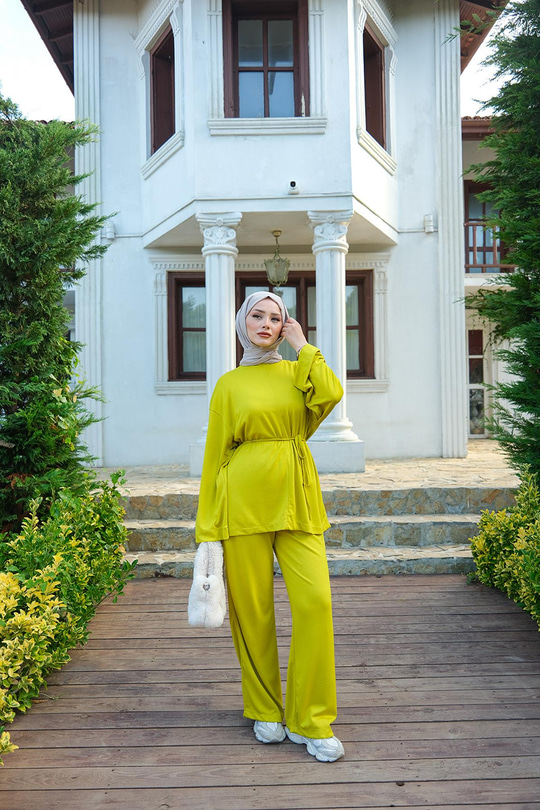 Bel Bağlamalı İkili Takım Yağ Yeşil