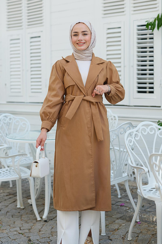 Bel Bağlamalı Trenç Vizon