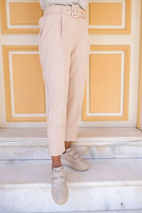 Uygun Fiyatlı BEL KEMERLI KUMAS PANTOLON  TAS | Loccomoda.com 