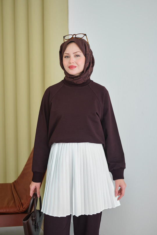 Bel Lastikli Pileli Regular Tül Etek İçlik Beyaz