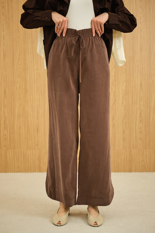 Beli Lastikli Pantolon Kahverengi