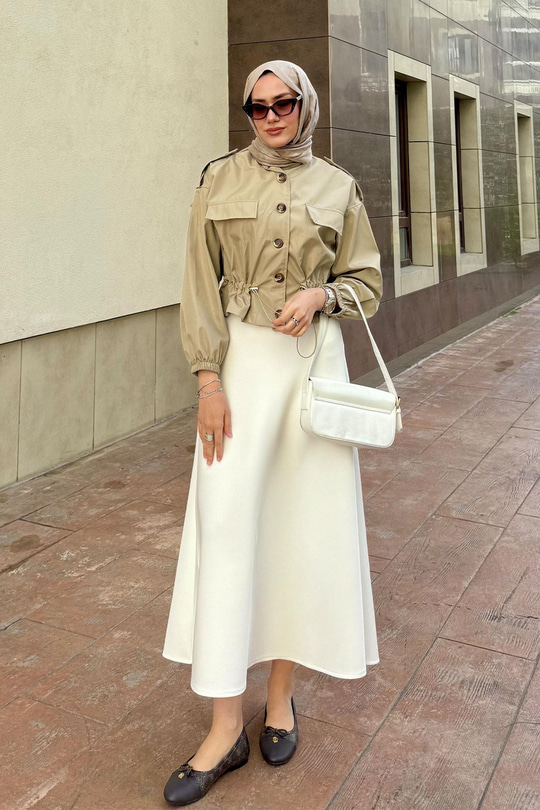 Beli Lastikli Scuba Etek Beyaz