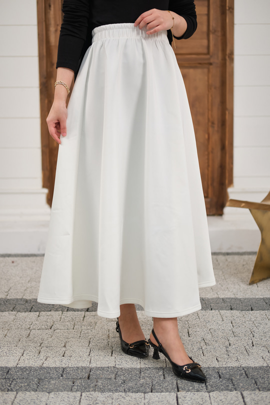 Beli Lastikli Scuba Etek Beyaz