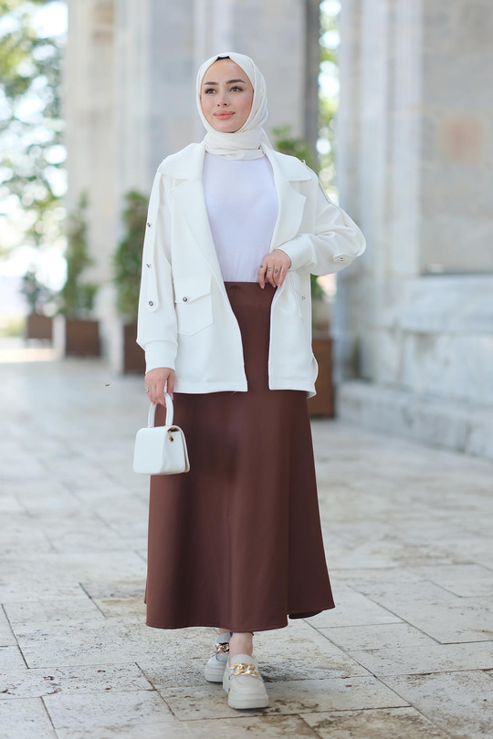 Beli Lastikli Scuba Etek Kahverengi