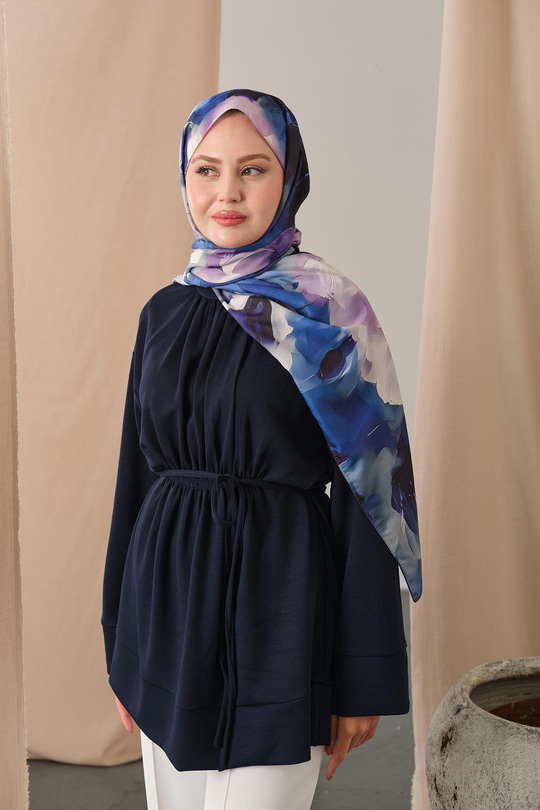 Beli Lastikli Tunik Lacivert