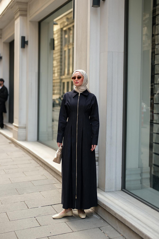 Bella Denim Elbise Koyu Mavi