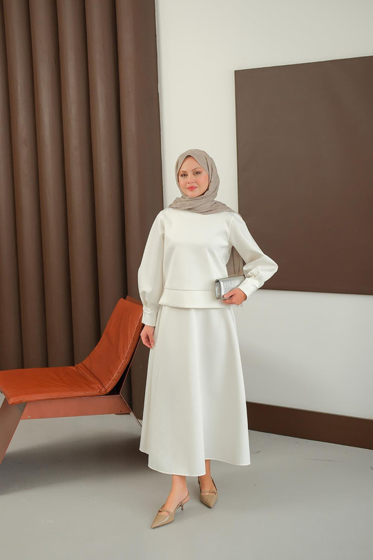 Bisiklet Yaka Scuba Takım Beyaz