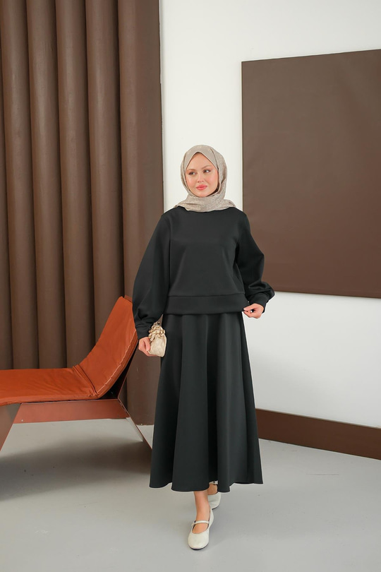 Bisiklet Yaka Scuba Takım Siyah