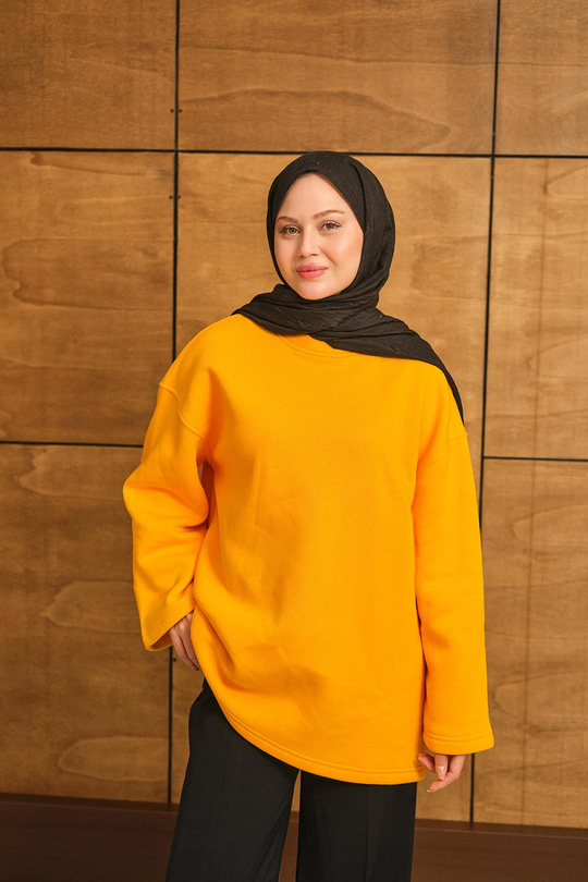 Bisiklet Yaka Sweat Turuncu