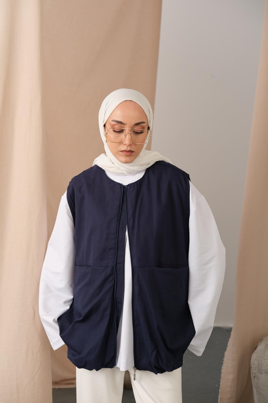 Bisiklet Yaka Yelek Lacivert