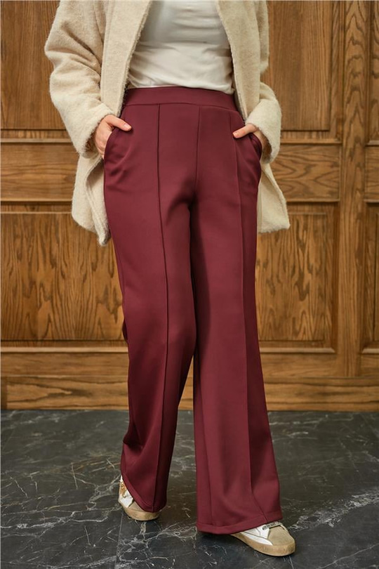 Biyeli Scuba Pantolon Bordo