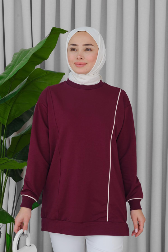 Biyeli Tunik Mürdüm