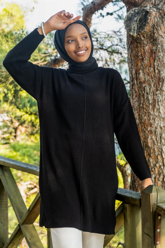 Uygun Fiyatlı BOGAZLI TRIKO TUNIK SIYAH | Loccomoda.com 