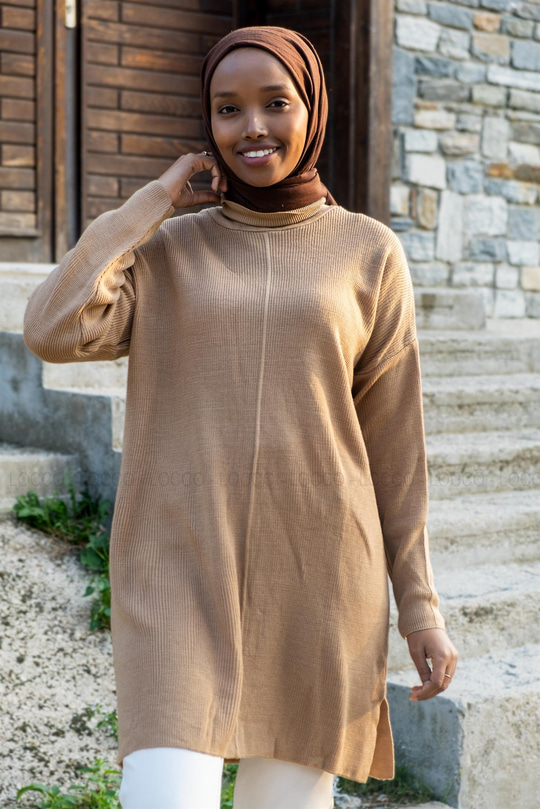 Uygun Fiyatlı BOGAZLI TRIKO TUNIK VIZON | Loccomoda.com 