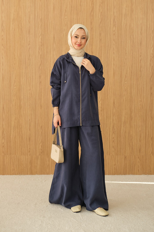 Bol Paça Fermuarlı Takım Lacivert