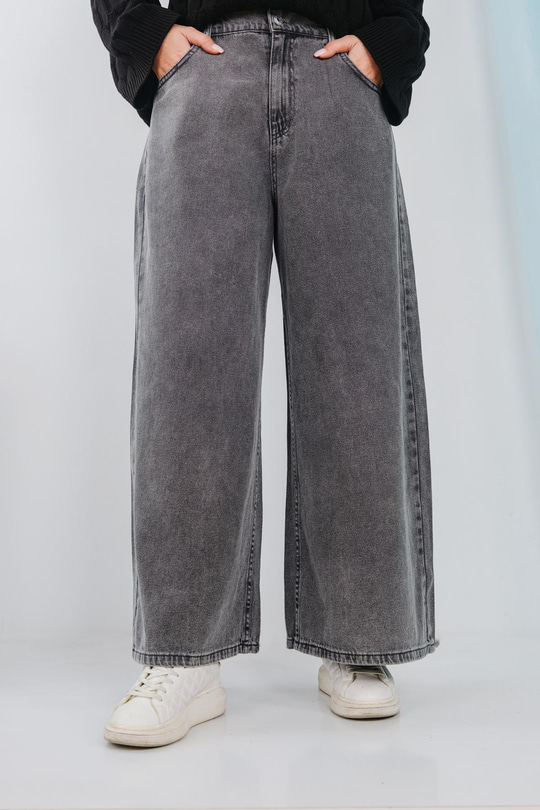 Bol Paça Kot Pantolon Füme