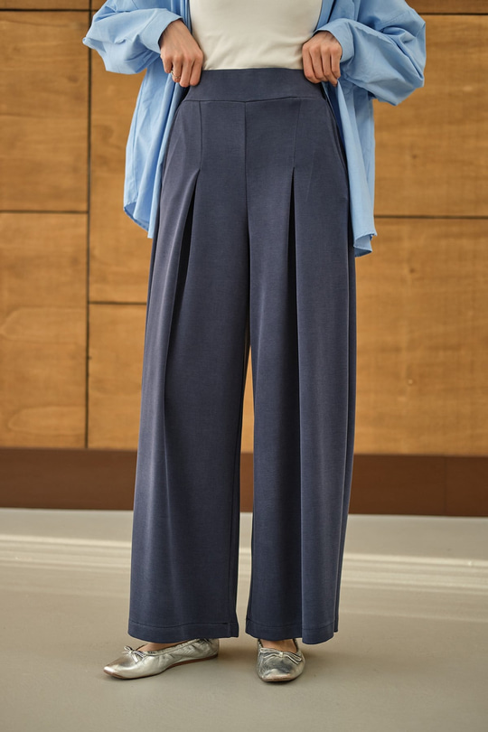 Bol Paça Pantolon İndigo Mavi