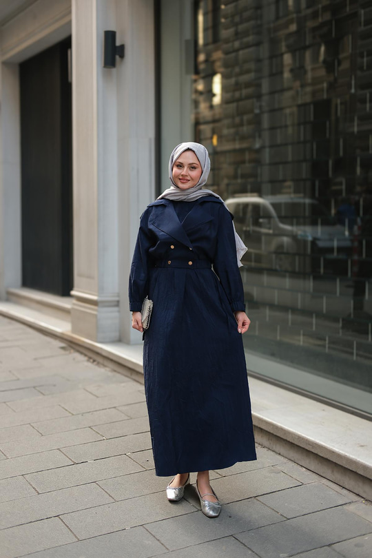 Bolero Detaylı Sıfır Kol Elbise Lacivert