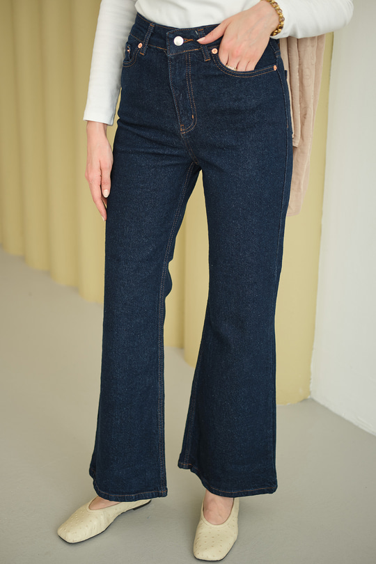 Boru Paça Kot Pantolon Lacivert