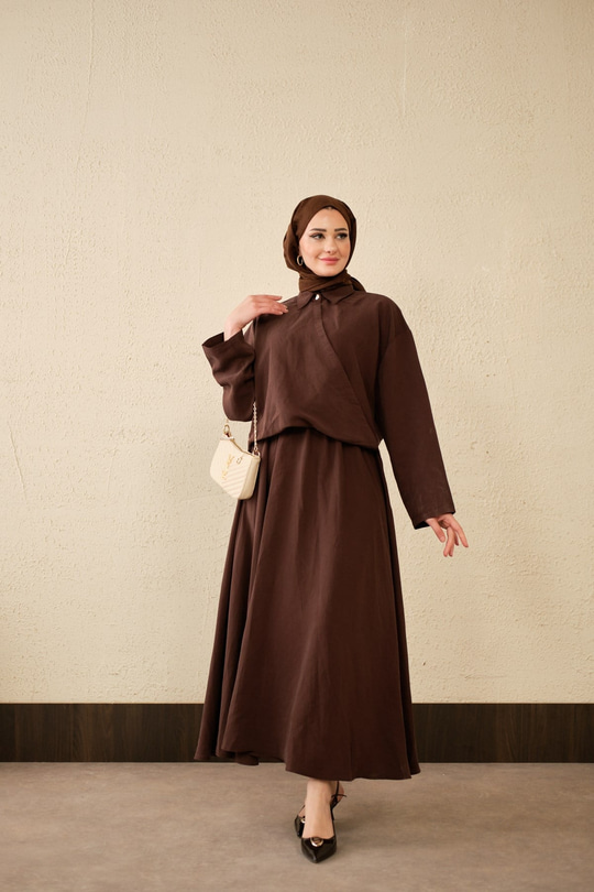 Breeze Gömlekli Elbise Kahverengi