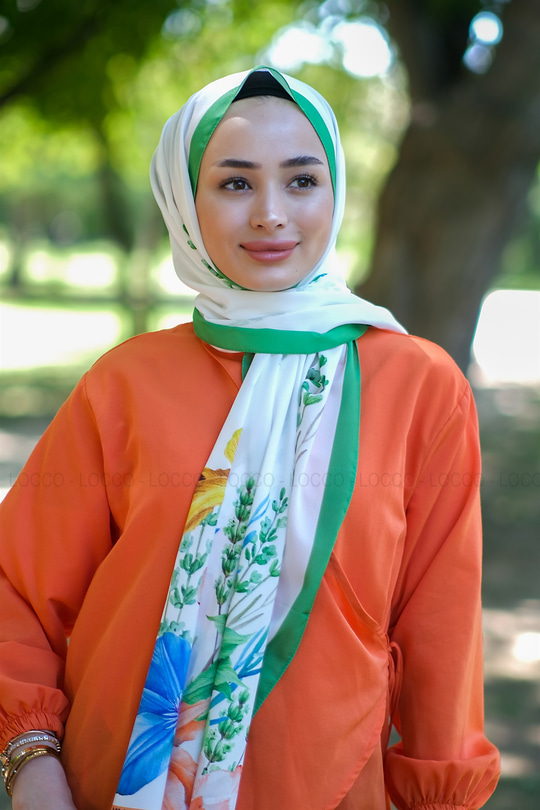 Uygun Fiyatlı BUYUK CICEK DESEN SAL YESIL | Loccomoda.com 