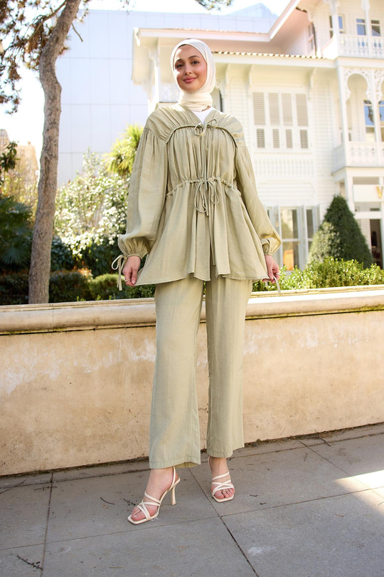 Büzgülü Cupra Tencele Takım Küf Yeşil