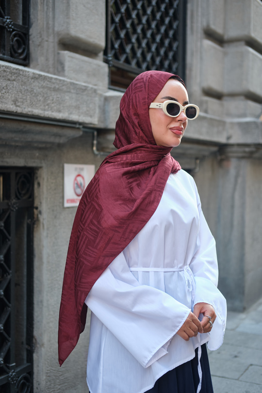 Pençe Desen Şal Bordo