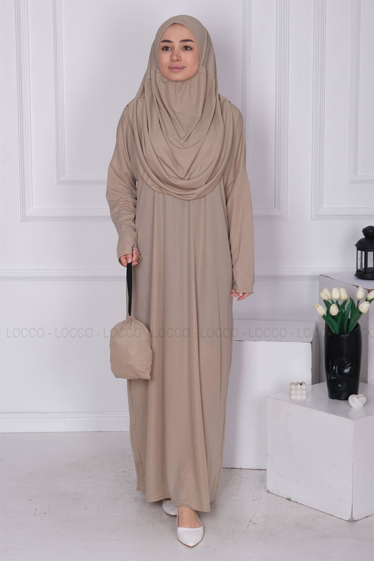 CANTALI TEK PARCA NAMAZ ELBISESI Taş