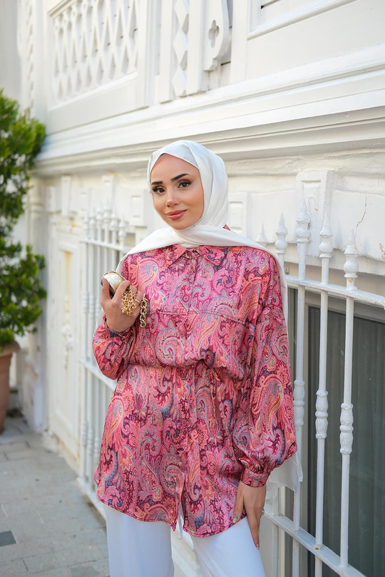 Cassime Saten Gömlek Fuşya