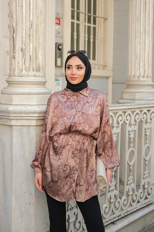 Cassime Saten Gömlek Kahverengi