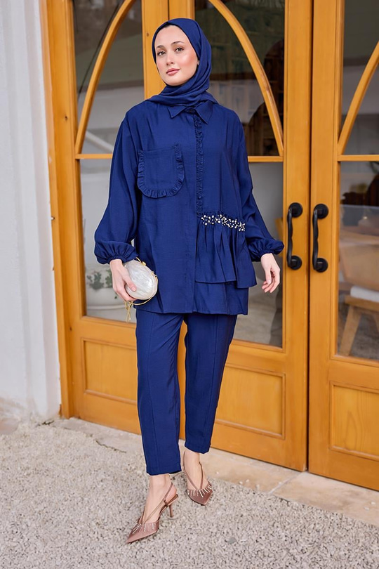 Cebi Taş Detaylı Takım Lacivert