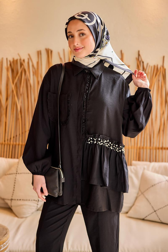 Cebi Taş Detaylı Takım Siyah