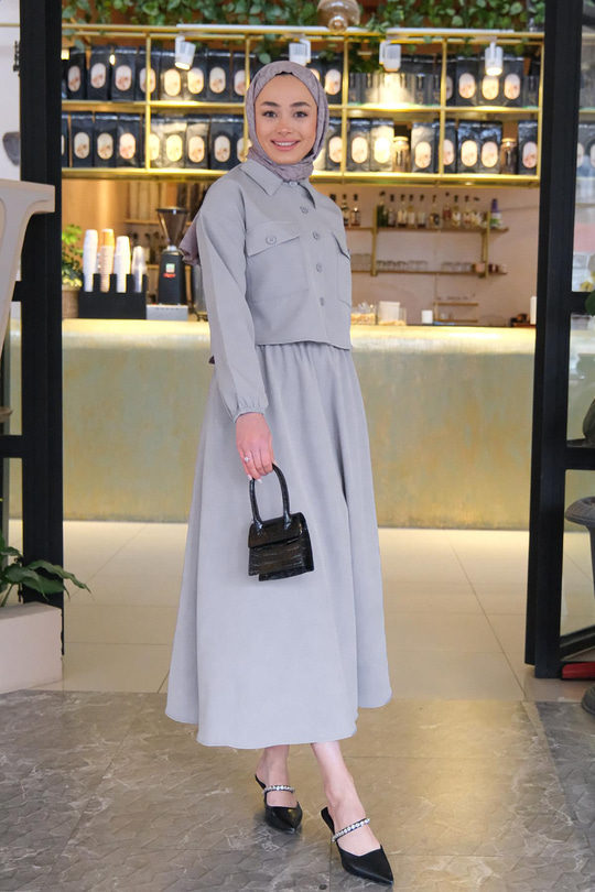 Ceketli İkili Takım Gri