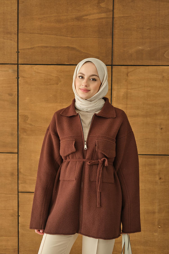 Cepli Keçe Hırka Kahverengi