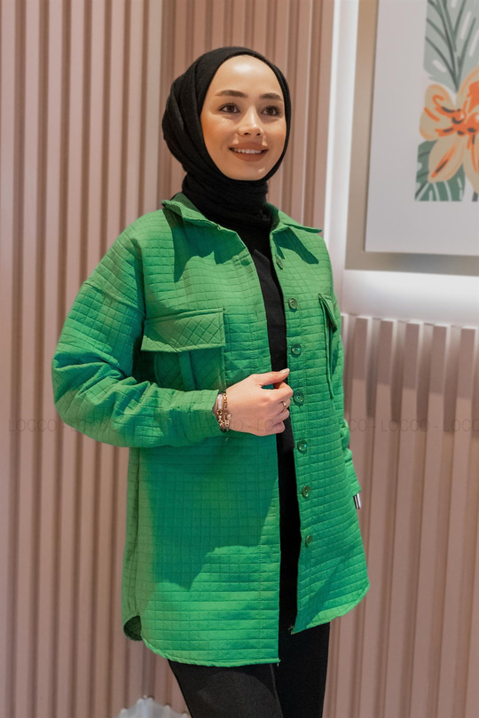 Uygun Fiyatlı CIF CEPLI KAPITONELI GOMLEK BENETTON YESIL | Loccomoda.com 