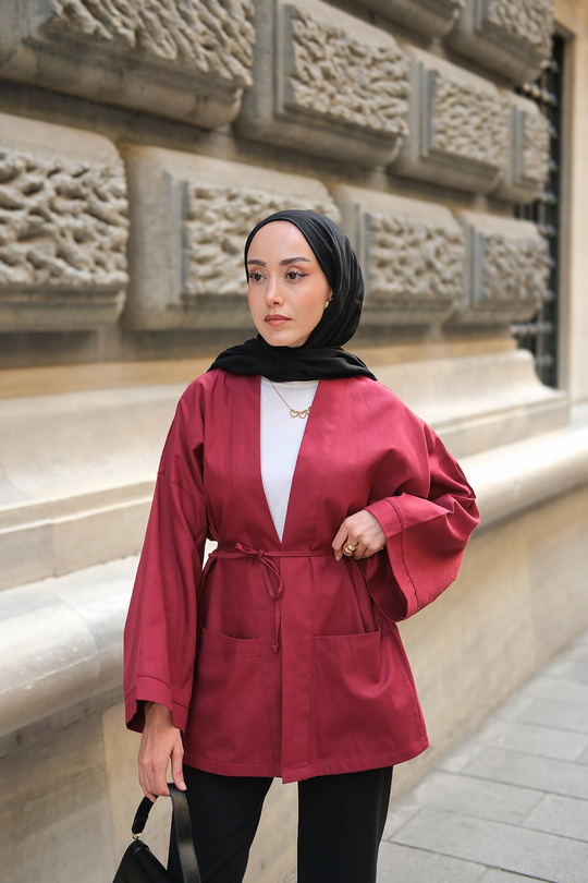 Çift Cepli Ceket Bordo