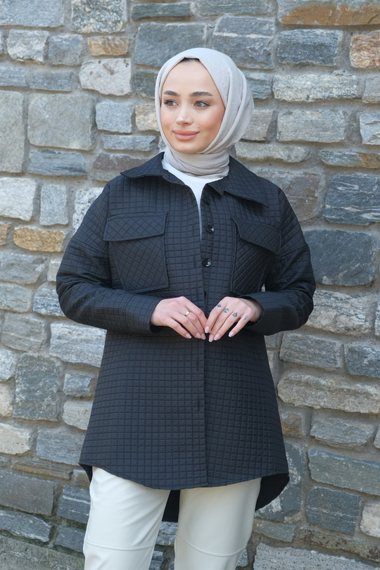 Uygun Fiyatlı CIFT CEPLI KAPITONELI CEKETI-SIYAH | Loccomoda.com 