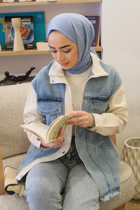 Çift Cepli Kot Ceket Mavi