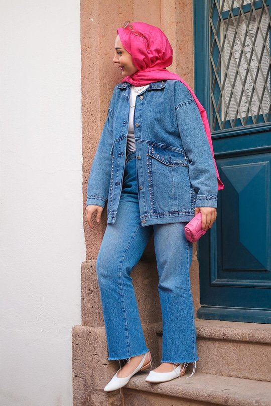 CIFT CEPLI TAS AKSESUARLI CEKET Koyu Mavi