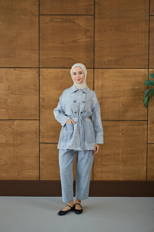 Çift Düğmeli Takım Mavi